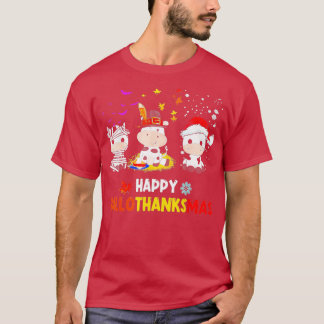 Camiseta Feliz HalloGraciasMas Santa Cow Halloween Thanksgi