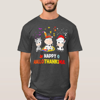 Camiseta Feliz HalloGraciasMas Santa Cow Halloween Thanksgi