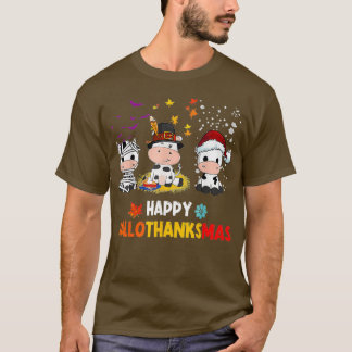 Camiseta Feliz HalloGraciasMas Santa Cow Halloween Thanksgi