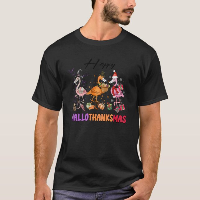 Camiseta Feliz HalloThanksmas 2022 lindo flamenco (Anverso)