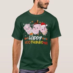 Camiseta Feliz Hallothanksmas a los amantes del cerdo Día d
