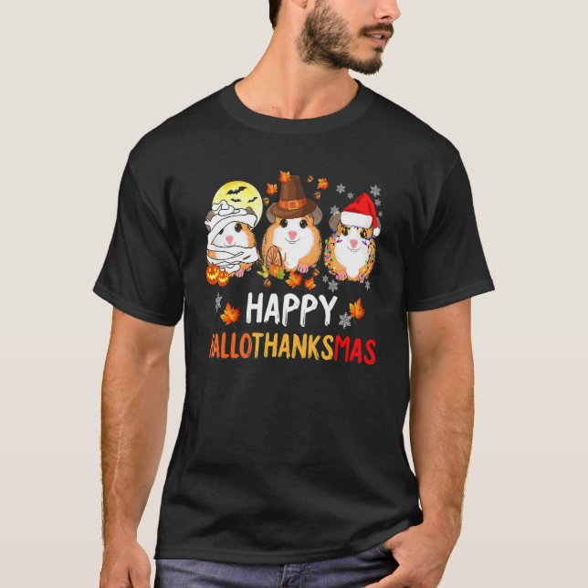 Camiseta Feliz Hallothanksmas a los cerdos de Guinea (Anverso)