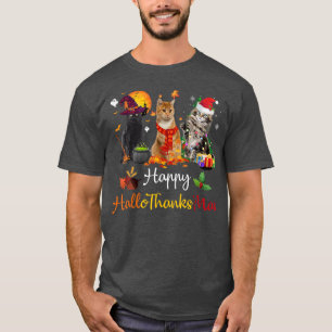 Camiseta Feliz Hallothanksmas a los gatos les encantó Hallo