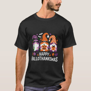 Camiseta Feliz Hallothanksmas Amante de Gnomos Feliz Navida