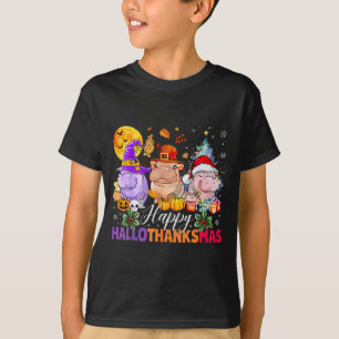 Camiseta Feliz Hallothanksmas Amante Hipopótamo Halloween A
