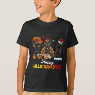 Camiseta Feliz Hallothanksmas Black Cat Halloween Thanksgiv