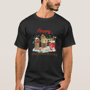 Camiseta Feliz Hallothanksmas Café Bruja Santa Hat Pumpki