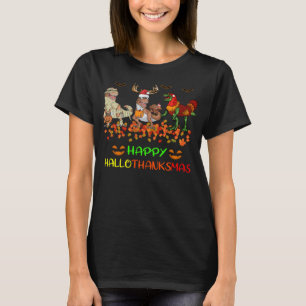 Camiseta Feliz Hallothanksmas Calabaza Dinosaurio Turquía R