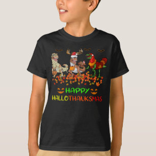 Camiseta Feliz Hallothanksmas Calabaza Dinosaurio Turquía R