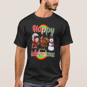 Camiseta Feliz Hallothanksmas cita a bruja de Snowman en Tu