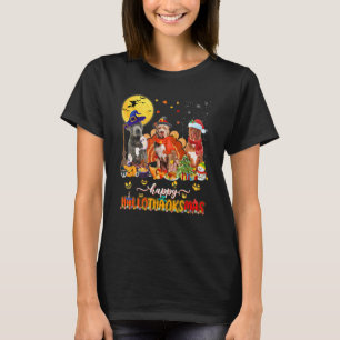 Camiseta Feliz Hallothanksmas Cute Pitbull Wizard Gorra Tur