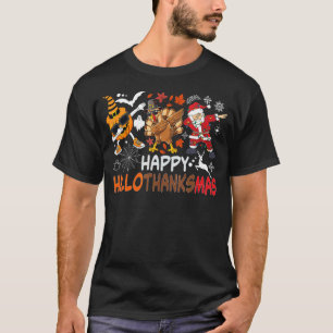 Camiseta Feliz Hallothanksmas Dabbing Witch Santa Hat Pumpt