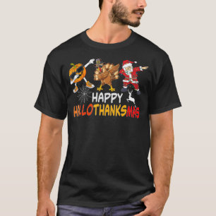 Camiseta Feliz Hallothanksmas Dabbing Witch Santa Hat Pumpt