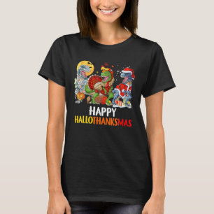 Camiseta Feliz Hallothanksmas Día de Acción de Gracias Dino