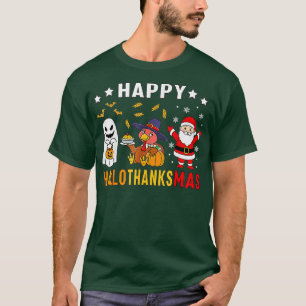 Camiseta Feliz Hallothanksmas Fantasma Turquía Calabaza Nav