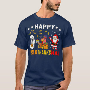 Camiseta Feliz Hallothanksmas Fantasma Turquía Calabaza Nav
