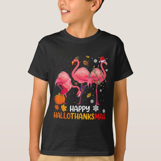 Camiseta Feliz Hallothanksmas Flamingo (Anverso)