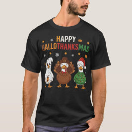 Camiseta Feliz Hallothanksmas Ganso Halloween Día de Acción