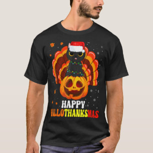 Camiseta Feliz Hallothanksmas Gato Negro Enamorado Santa Ca