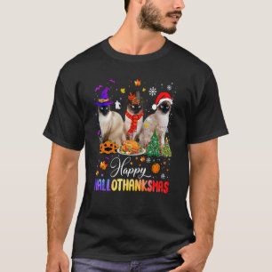 Camiseta Feliz Hallothanksmas Gato Siamés Halloween Día de