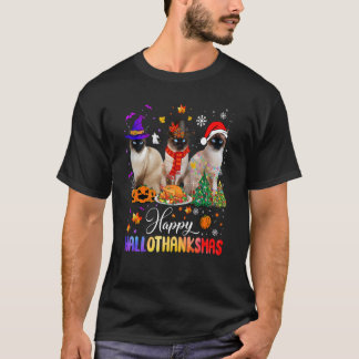 Camiseta Feliz Hallothanksmas Gato siamés Halloween Gracias