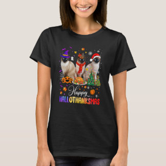 Camiseta Feliz Hallothanksmas Gato siamés Halloween Gracias