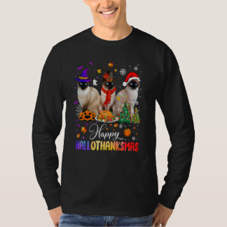 Camiseta Feliz Hallothanksmas Gato siamés Halloween Gracias