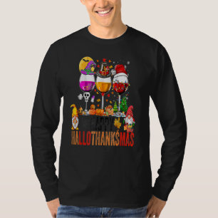 Camiseta Feliz Hallothanksmas Glasses Witch Santa Gnom