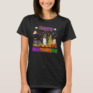 Camiseta Feliz Hallothanksmas Gracioso Gato Lover Wine Sant