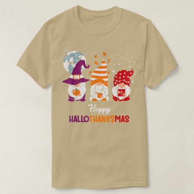 Camiseta Feliz Hallothanksmas Halloween Acción de Gracias C (Diseño del anverso)