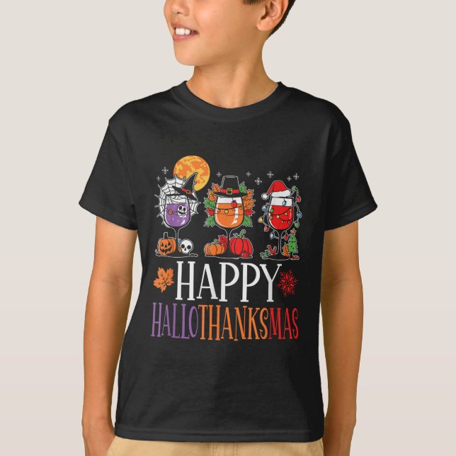 Camiseta Feliz Hallothanksmas Halloween Acción de Gracias C (Anverso)