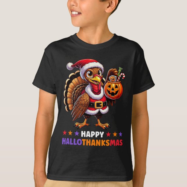 Camiseta Feliz Hallothanksmas Halloween Día de Acción de Gr (Anverso)
