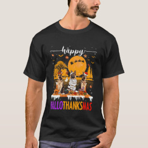 Camiseta Feliz Hallothanksmas Halloween Xmas Pastor Alemán