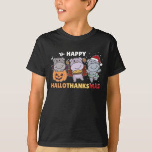 Camiseta Feliz Hallothanksmas Hippos Navidades Hippo