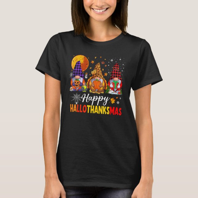 Camiseta Feliz Hallothanksmas Mi familia Gnomies Cute Gnome (Anverso)