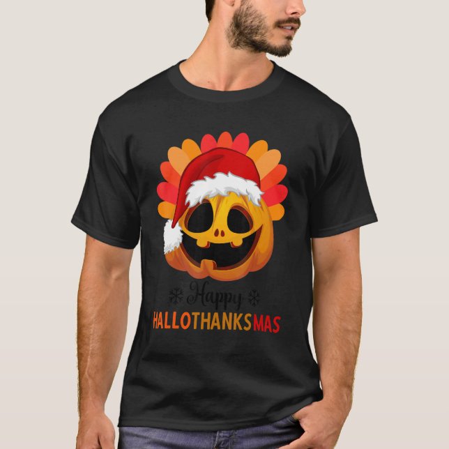 Camiseta Feliz Hallothanksmas Navidades de calabaza de Hall (Anverso)