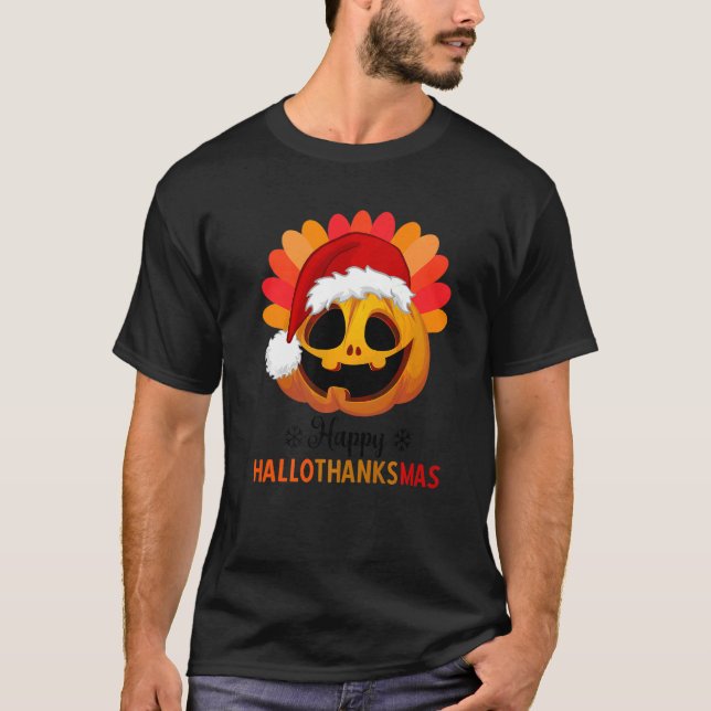 Camiseta Feliz Hallothanksmas Navidades de calabaza de Hall (Anverso)