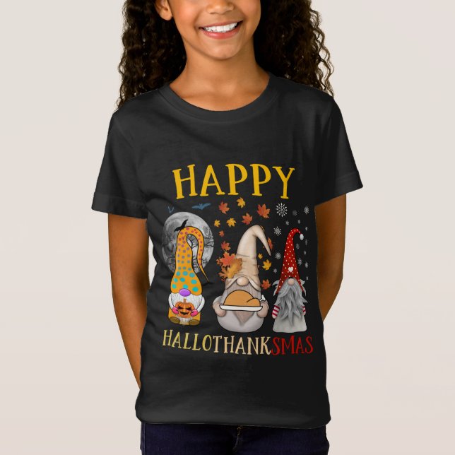 Camiseta Feliz Hallothanksmas Navidades de Halloween Thanks (Anverso)