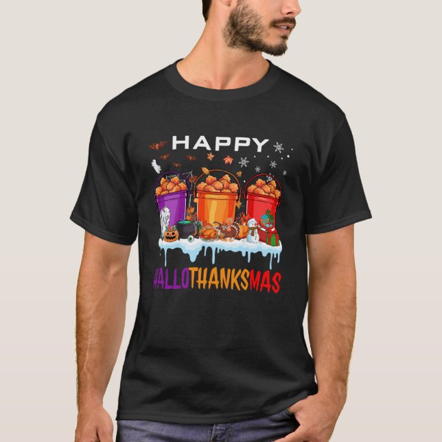 Camiseta Feliz Hallothanksmas Nuggets de Pollo Halloween Th (Anverso)