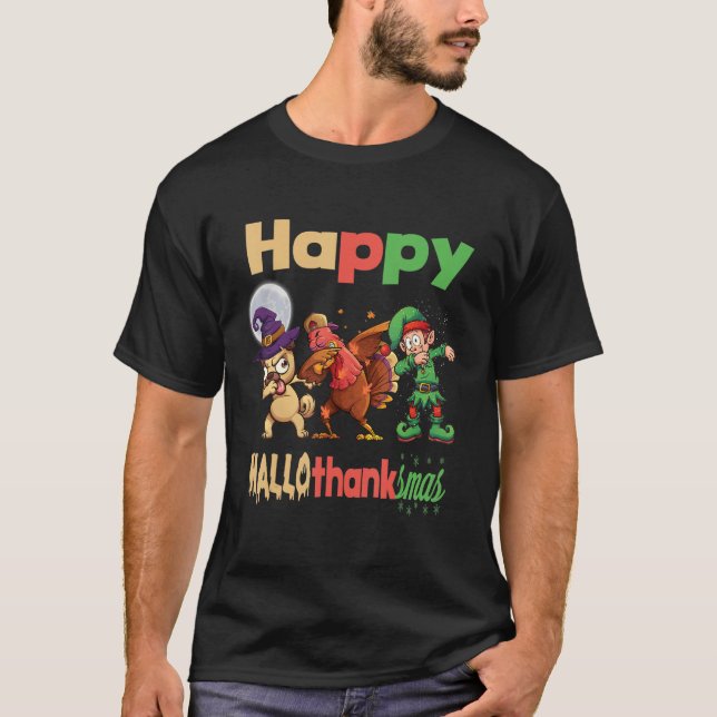 Camiseta Feliz Hallothanksmas perro canalla gorra bruja tur (Anverso)