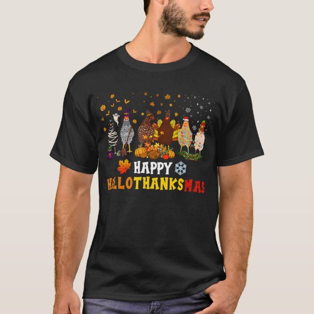 Camiseta Feliz Hallothanksmas pollo Halloween Thanksgivin (Anverso)