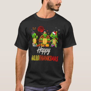 Camiseta Feliz Hallothanksmas Santa Turtle Halloween gracia