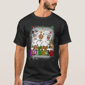 Camiseta Feliz Hallothanksmas Skeleton Halloween Thanksgivi