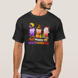 Camiseta Feliz Hallothanksmas Tres Boba Tea Witch Santa Ha