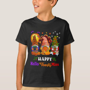 Camiseta Feliz Hallothanksmas Tres Gnomes Halloween Merry