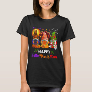 Camiseta Feliz Hallothanksmas Tres Gnomos Halloween Alegre