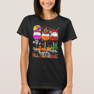 Camiseta Feliz Hallothanksmas Vinos Wasses Santa Hat