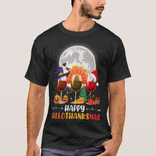 Camiseta Feliz Hallothanksmas Vinos Wasses Santa Hat