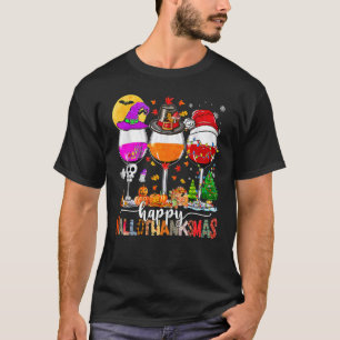 Camiseta Feliz Hallothanksmas Vinos Wasses Santa Hat