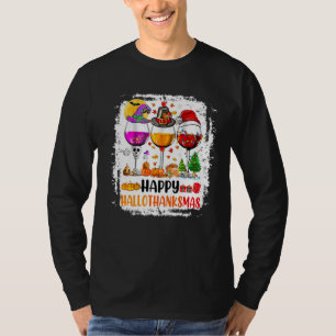 Camiseta Feliz Hallothanksmas Vinos Wasses Santa Hat